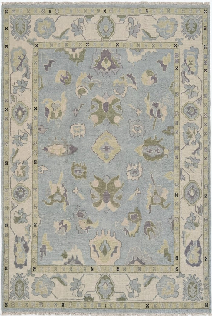 Serene Horizon Hand-Knotted Wool Modern Oushak Rug