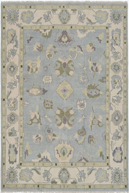 Serene Horizon Hand-Knotted Wool Modern Oushak Rug