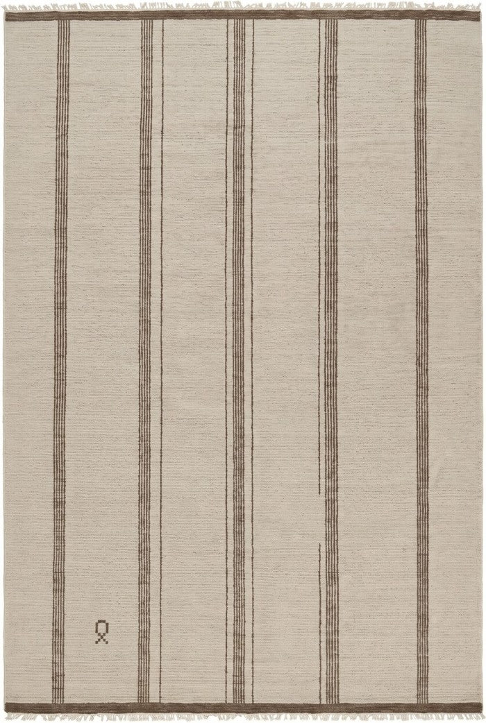 Nordic Path Vertical Striped Hand-Knotted Wool Rug
