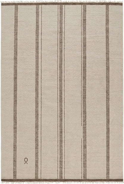 Nordic Path Vertical Striped Hand-Knotted Wool Rug