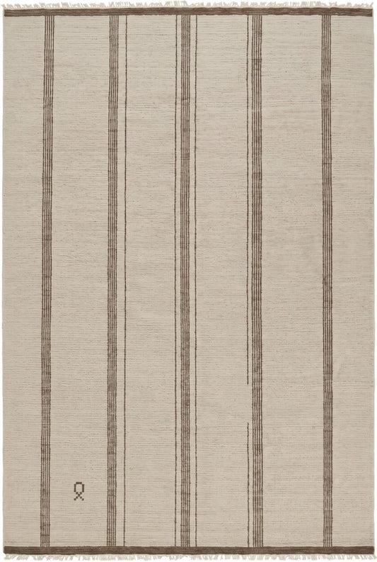 Nordic Path Vertical Striped Hand-Knotted Wool Rug