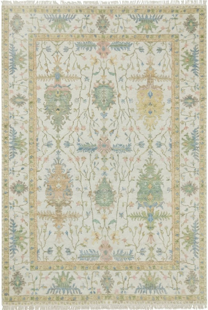 Alabaster Meadow Vintage-Inspired Airy Floral Hand-Knotted Rug