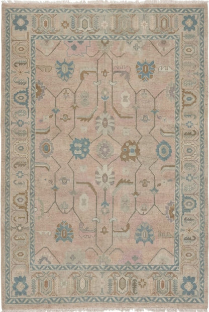 Pastel Heritage Hand-Knotted Oushak Carpet