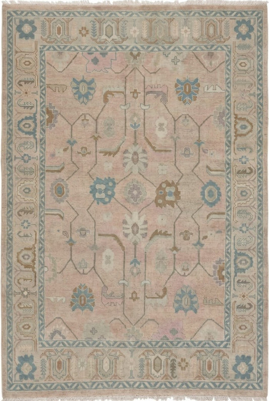 Pastel Heritage Hand-Knotted Oushak Carpet