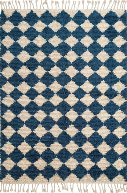 Atlas Azure Diamond Thick Soft Pile Tribal Area Rug