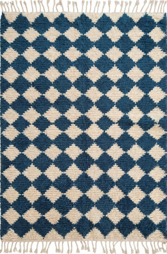 Atlas Azure Diamond Thick Soft Pile Tribal Area Rug