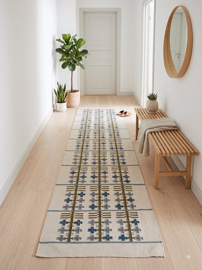 Cotton Wool Runner Rug Handmade Flatweave Hallway Runner
