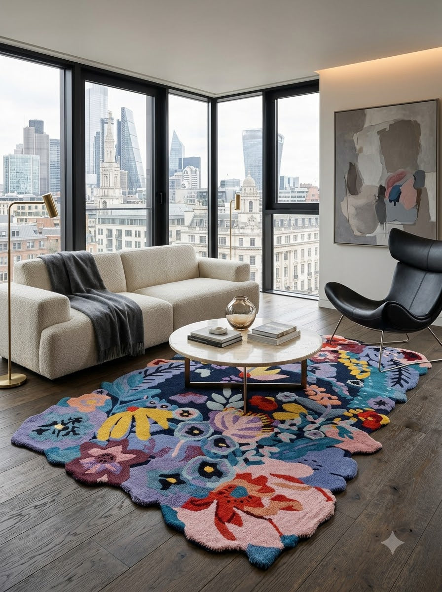 Botanical Bloomscape Abstract Floral Design rug