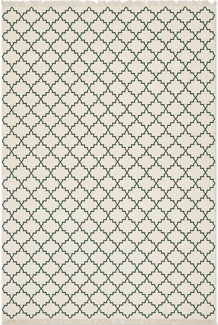 Emerald Trellis Green & Ivory Flatweave Area Rug