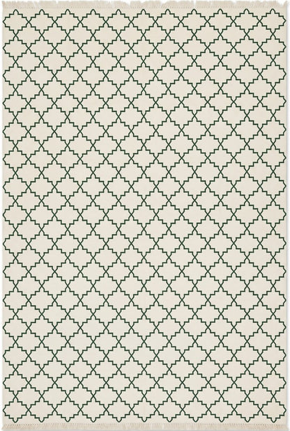 Emerald Trellis Green & Ivory Flatweave Area Rug