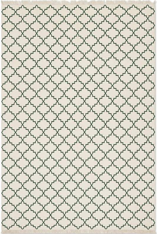 Emerald Trellis Green & Ivory Flatweave Area Rug