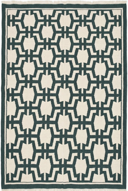 The Emerald Maze Handwoven Cotton Dhurrie rug