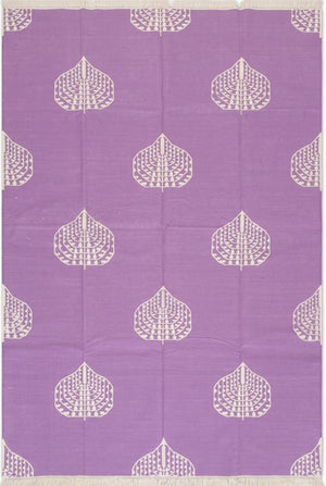 Orchid Bodhi Vibrant Lavender Purple Geometric Leaf Flatweave Area Rug