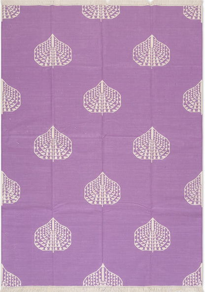 Orchid Bodhi Vibrant Lavender Purple Geometric Leaf Flatweave Area Rug