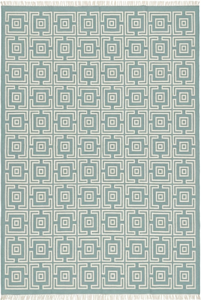 Corinthian Maze Sage Green Geometric Flatweave Area Rug