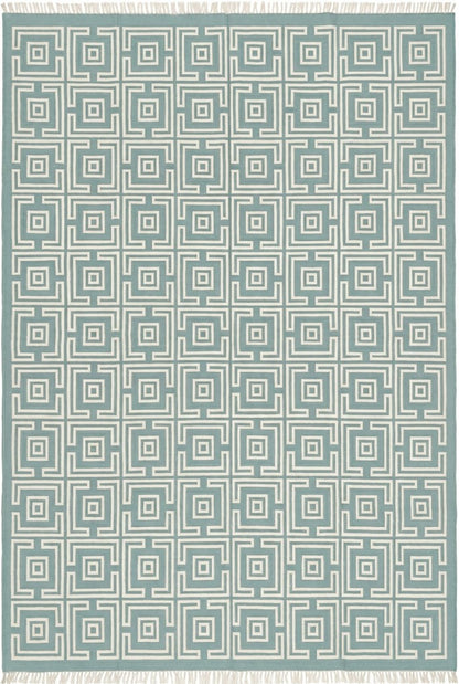 Corinthian Maze Sage Green Geometric Flatweave Area Rug