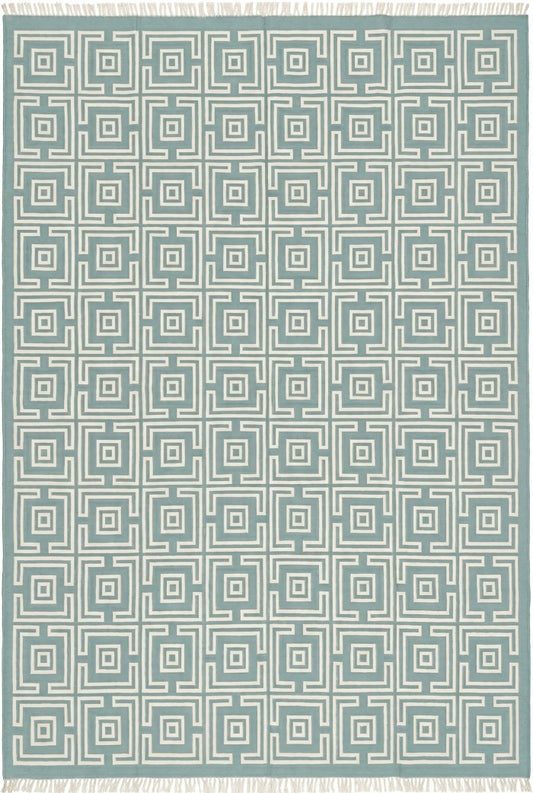Corinthian Maze Sage Green Geometric Flatweave Area Rug