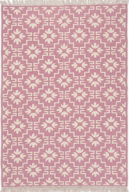 Mauve Labyrinth Contemporary Dusty Pink Geometric Flatweave Area Rug