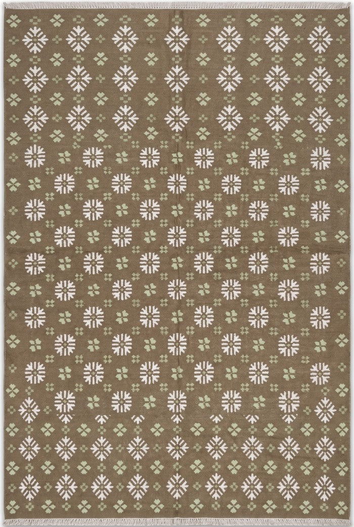 Taupe Winter Blossom Handwoven Earth Tone Rug