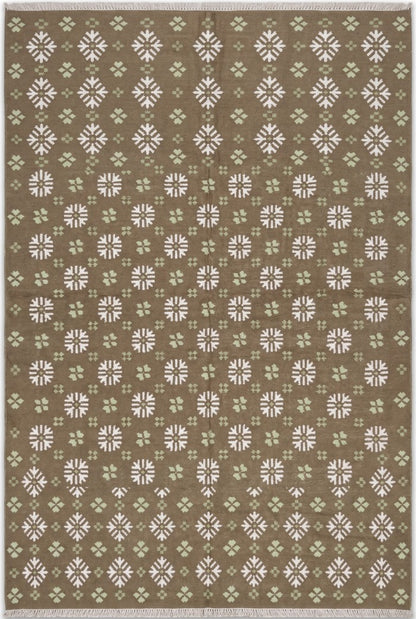 Taupe Winter Blossom Handwoven Earth Tone Rug