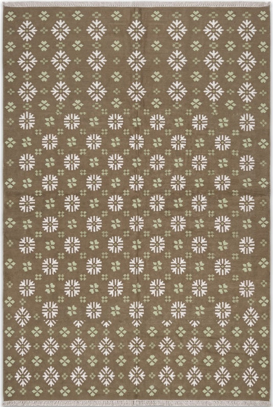 Taupe Winter Blossom Handwoven Earth Tone Rug