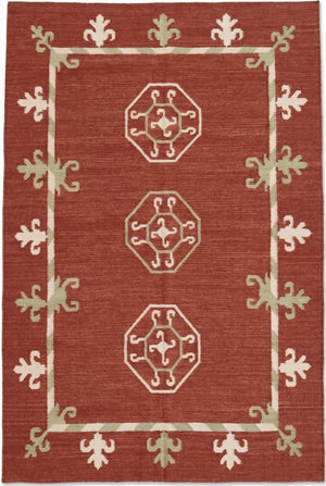 Crimson Gul Antique Octagonal Medallion Flatweave Area Rug