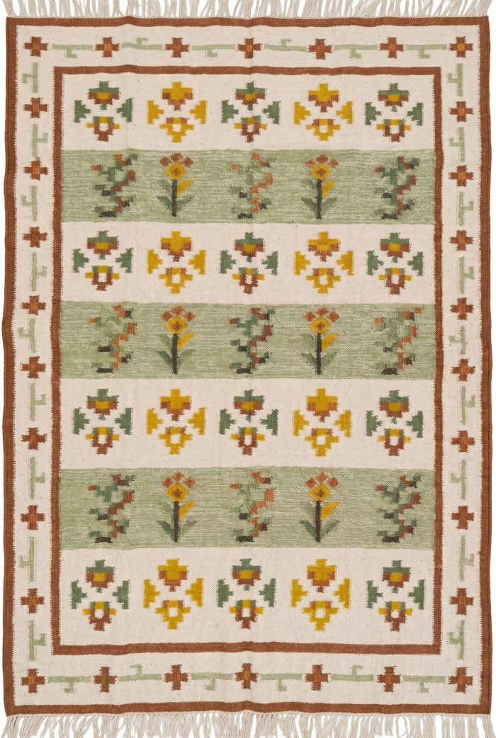 Meadow Heritage Handwoven Scandinavian Floral Rug