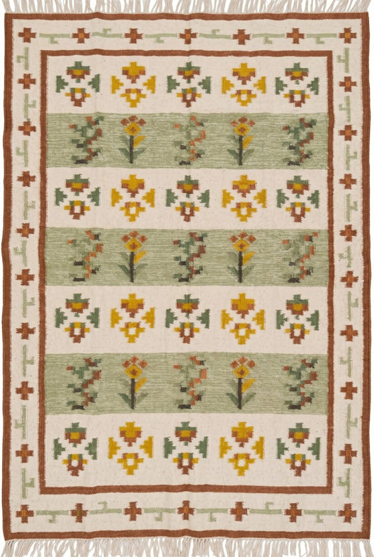 Meadow Heritage Handwoven Scandinavian Floral Rug