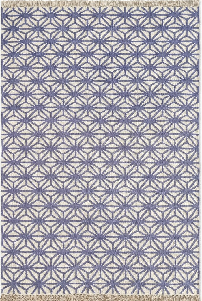 Periwinkle Starburst Lattice All-Over Star Pattern Flatweave Area Rug