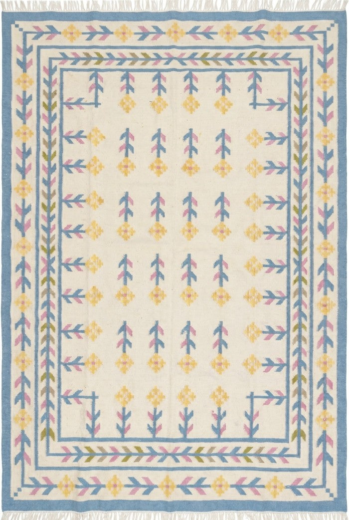 Nordic Primrose Meadow Handwoven Scandinavian Folk Art Kilim Rug