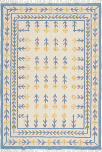 Nordic Primrose Meadow Handwoven Scandinavian Folk Art Kilim Rug