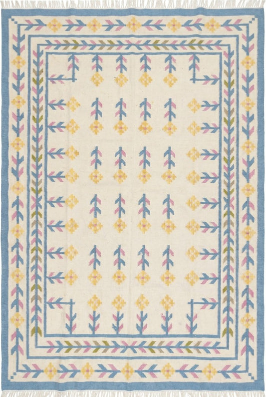 Nordic Primrose Meadow Handwoven Scandinavian Folk Art Kilim Rug