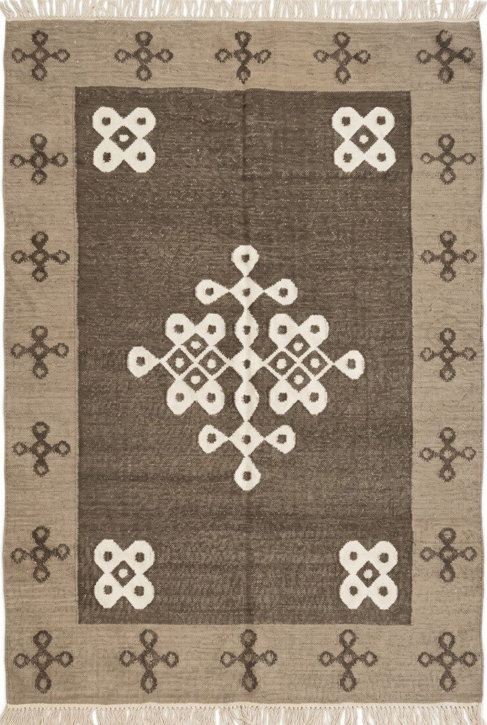 Geometric Endless Knot Medallion Flatweave Area Rug