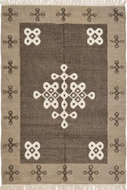 Geometric Endless Knot Medallion Flatweave Area Rug