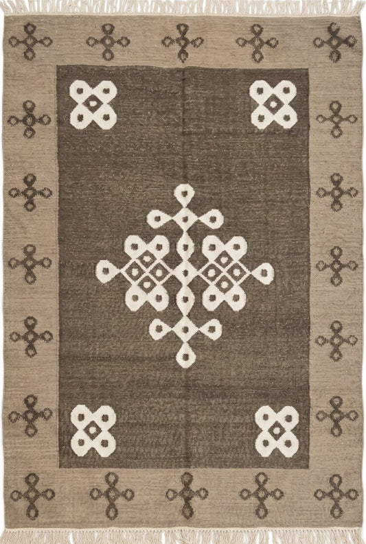 Geometric Endless Knot Medallion Flatweave Area Rug