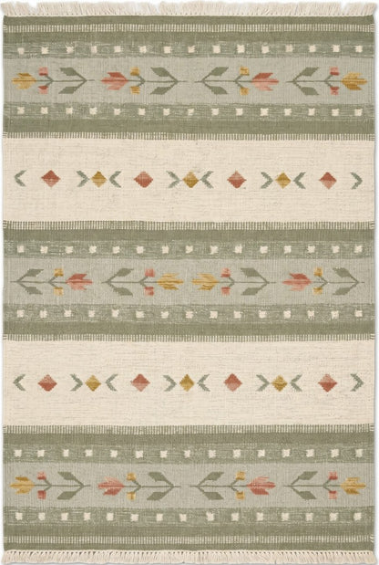 Sage Folk Heritage Handwoven Swedish Folk Art Kilim rug