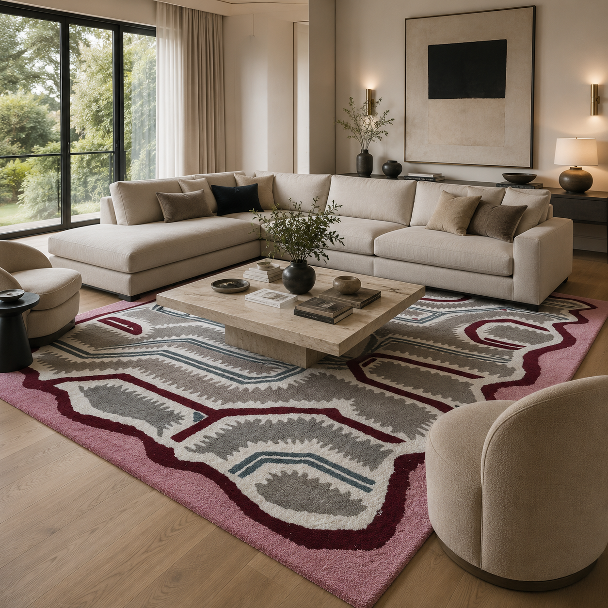 Postmodern Abstract Wool Tufted Area Rug