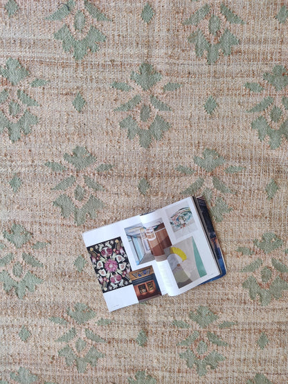 Handwoven Floral Medallion Cotton jute Rug