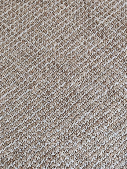 Organic Tan Herringbone Pattern Thick Jute Soumak Rug