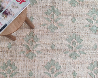 Handwoven Floral Medallion Cotton jute Rug