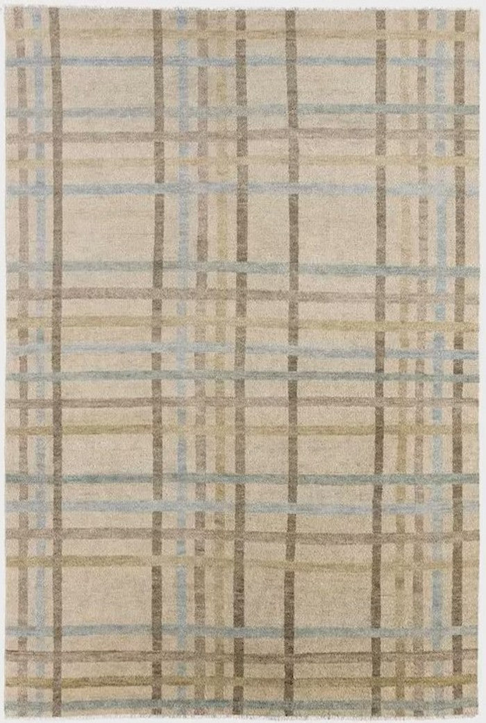 Neutral Beige Blue Gray Turkish-Style Area Rug