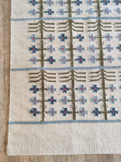 White Scandinavian Flatweave Kilim Style New Zealand Wool Area Rug for Bedroom and Living Room