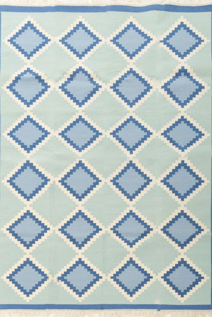 Caspian Diamond Seafoam Green & Sky Blue Geometric Area Rug