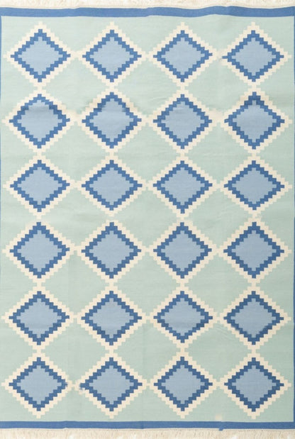 Caspian Diamond Seafoam Green & Sky Blue Geometric Area Rug