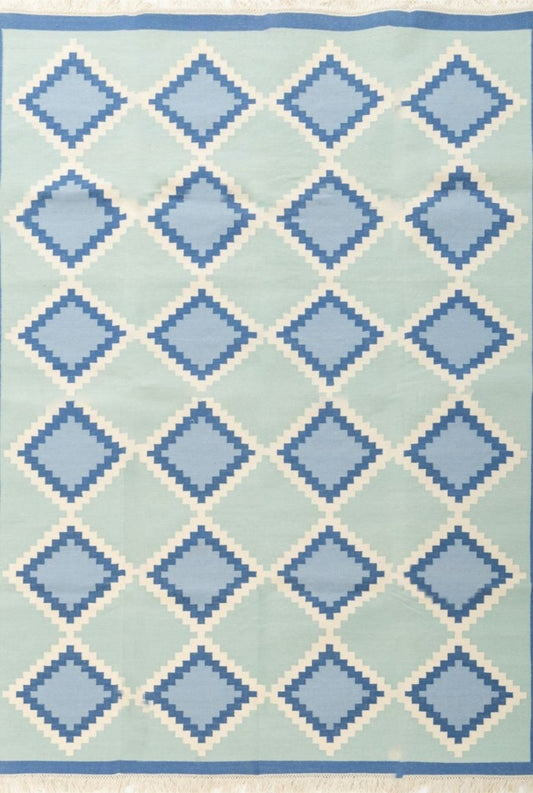 Caspian Diamond Seafoam Green & Sky Blue Geometric Area Rug