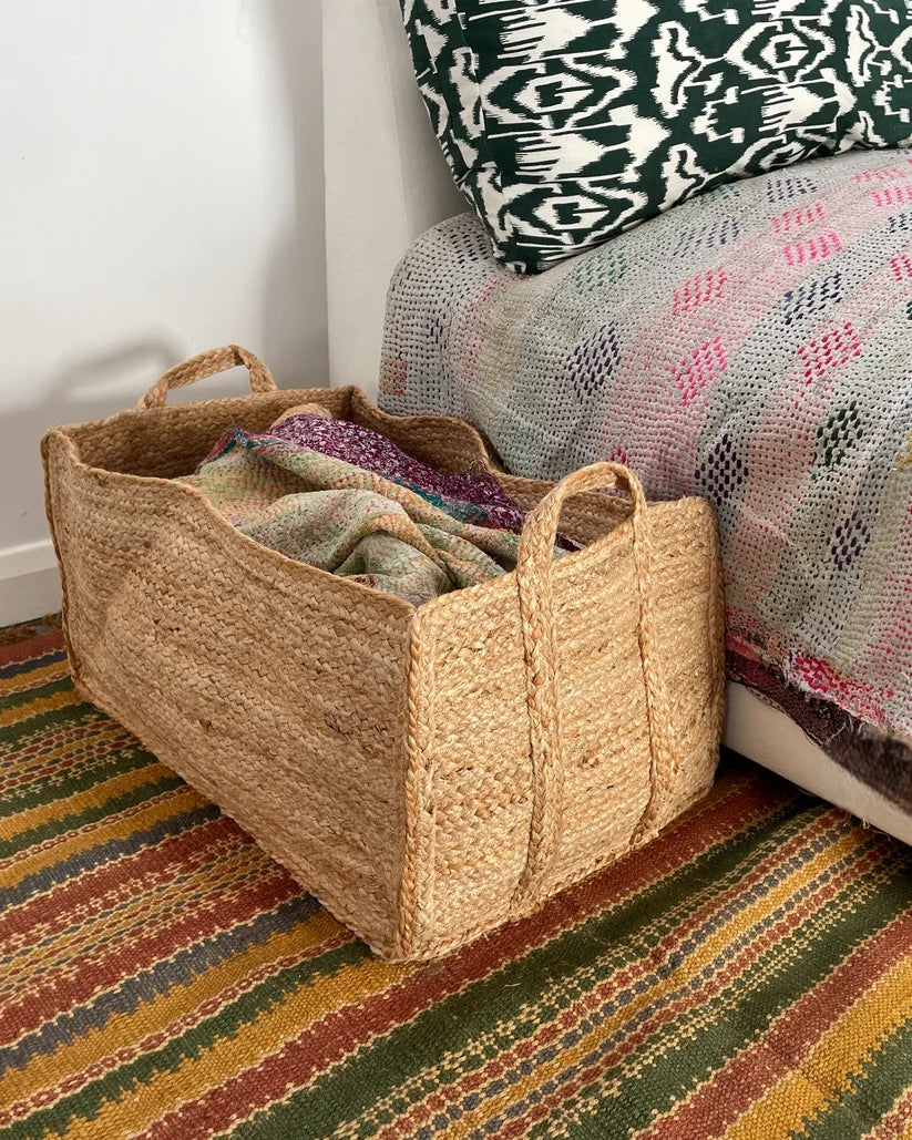 Extra Large Natural Jute Rectangular Basket