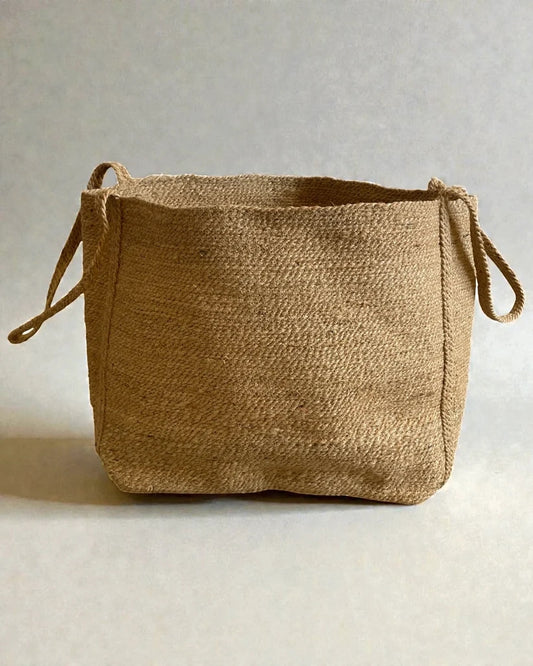 Handwoven Seagrass Narrow Basket for Blankets & Throws