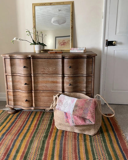 Handwoven Seagrass Narrow Basket for Blankets & Throws