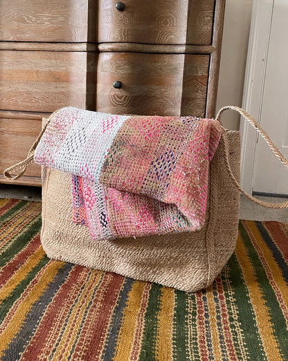 Handwoven Seagrass Narrow Basket for Blankets & Throws
