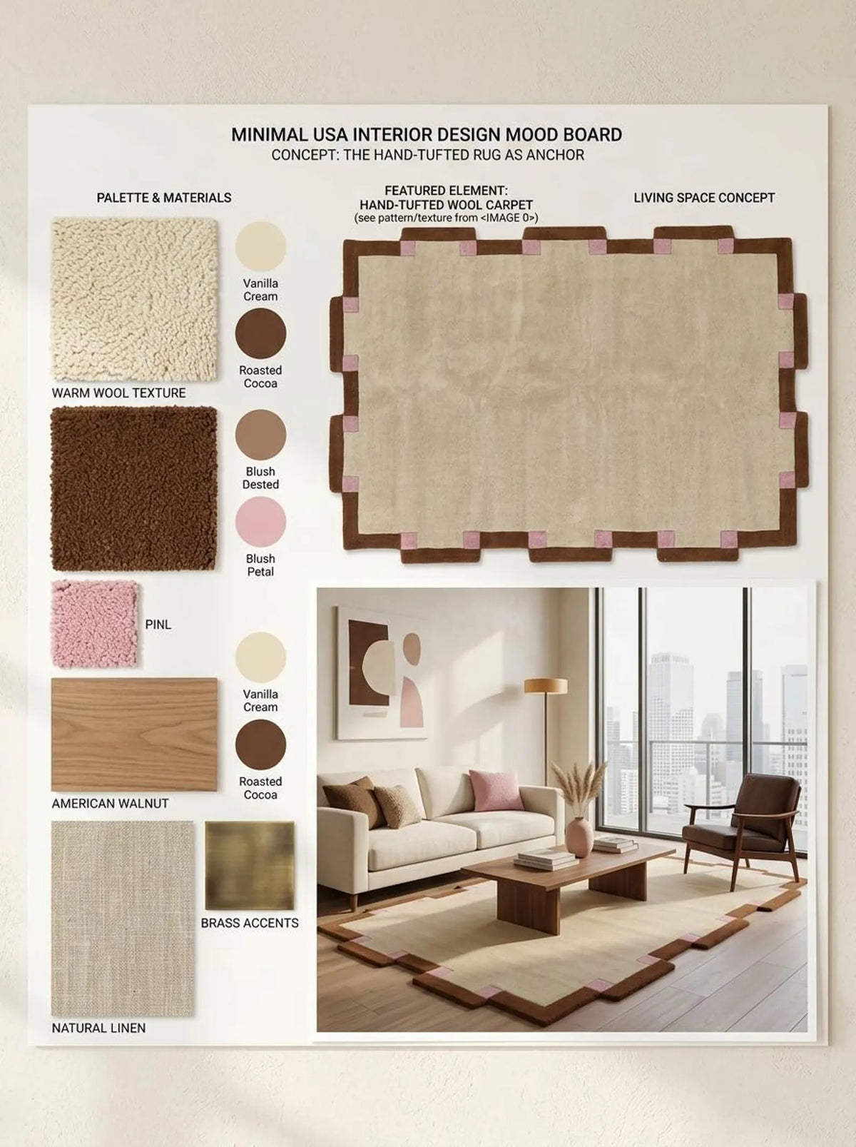 Hand Tufted Wool Rug, Irregular Shape Carpet, Scandinavian Minimalist Rug